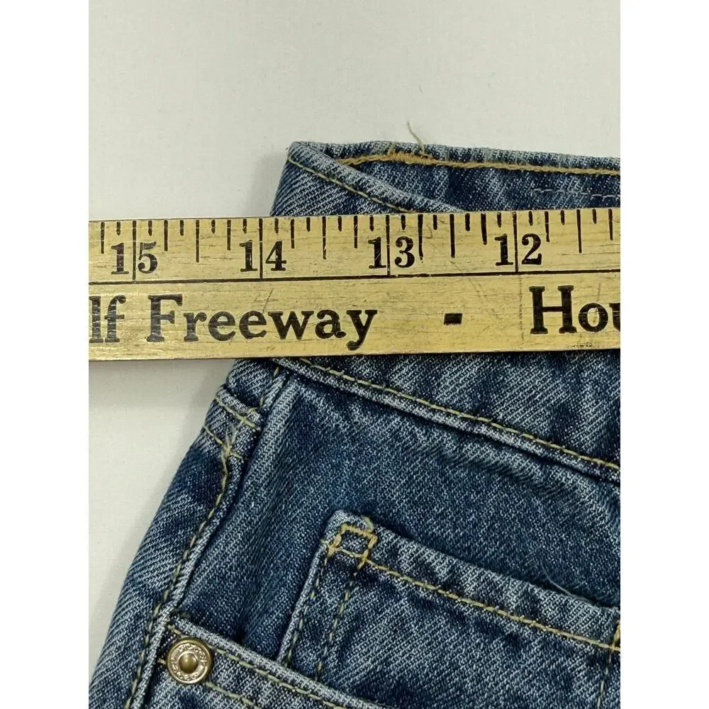 NWT Scoop Women’s Blue Rhinestone Wide Leg Jeans high waist 100% cotton Sz 4 - Picture 11 of 11